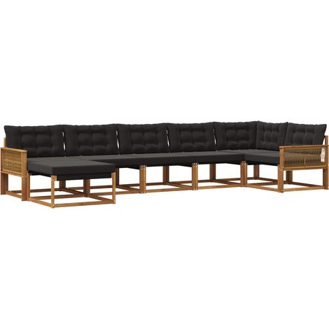 Outdoor Sofa Set with Cushion 7 pcs Natural and Black vidaXL (1/5)