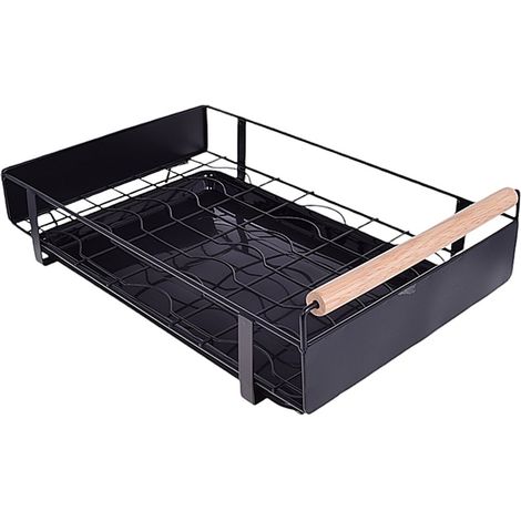Cesta extraíble para cajón de armario con escurridor organizador negro 41x26x13cm (1/3)