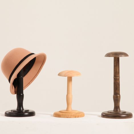 1 soporte de madera vintage para sombreros y pelucas - Negro, 21 cm (1/5)