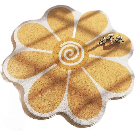 Tapis en forme de fleur 58 x 58 cm, tapis tournesol lavable, tapis de sol doux à motifs floraux pour salon ou chambre de fille