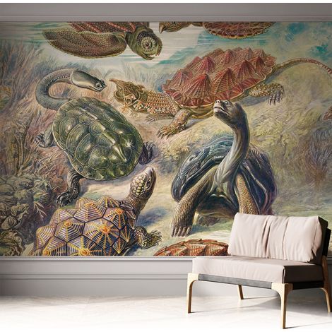 Selbsthaftend Tapete für Wohnzimmer Schlafzimmer Küche - Wanddekoration Schildkrötenfauna 312x219 cm (1/5)