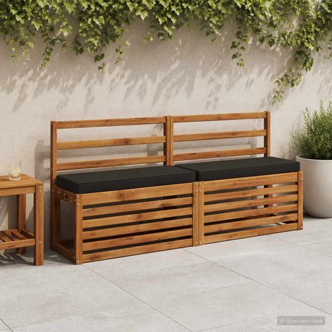 vidaXL Cojines para banco de 2 piezas VUGHT 2 pcs 100% Poliéster Negro (1/5)