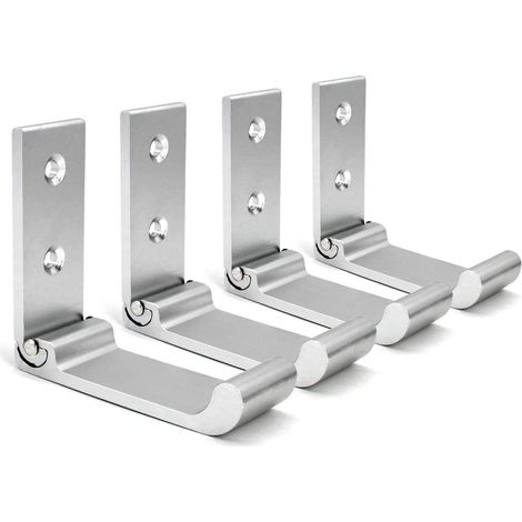 Crochets muraux pliables (argent), lot de 4 crochets pour casque, crochets invisibles pour manteaux, crochet mural en aluminium avec vis, crochets pour serviettes et vestes.