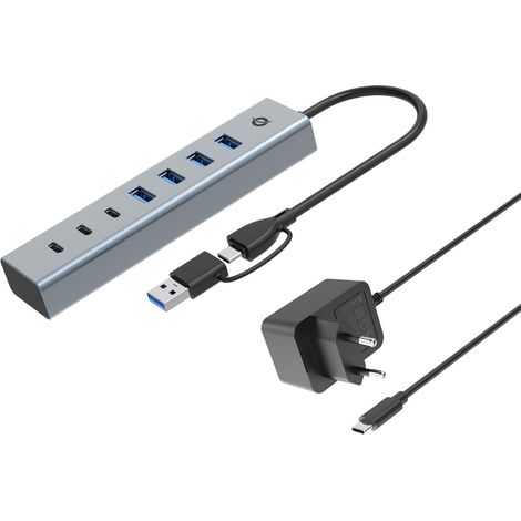 CONCEPTRONIC USB-Hub 7-Port 3.2C- 4x3.0 3xUSB-C m.Netz. gr