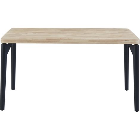 Table à manger, table de repas rectangulaire en bois coloris chêne nordique, pieds en métal noir - Longueur 140 x profondeur 80 x hauteur 76 cm (1/4)