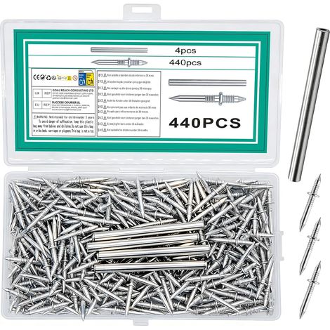 440 Pcs Clou Double Pointe pour Plinthe Bois, Clous à Double Tête pour Plinthes, Vis sans Trace pour Bois et plinthes, avec 4 outils de pose