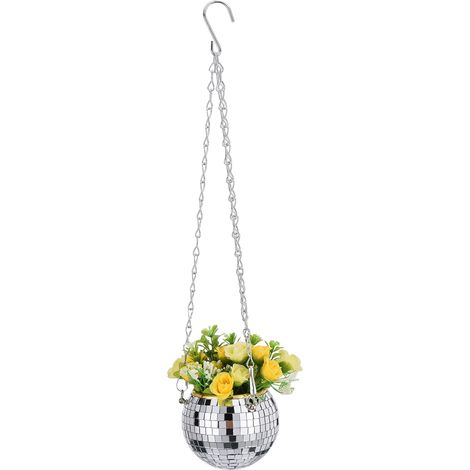Pot de fleurs suspendu disco ball Décoratif Grande capacité Multifonctionnel Design moderne pour jardins et terrasses 10x10x8cm (1/4)