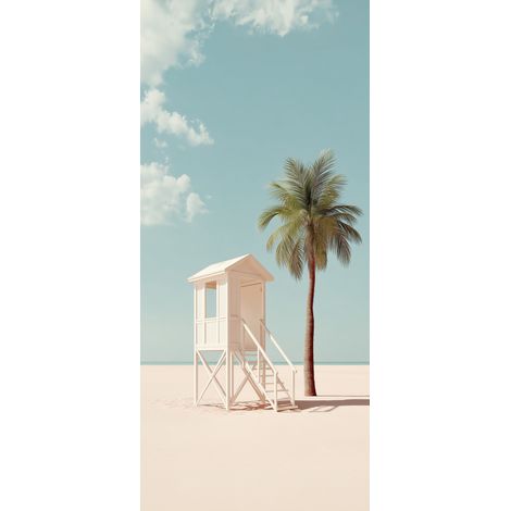 Tableau sur verre synthétique cabane sur la plage 65x145 cm - Impression sur Verre synthétique - Image HD  imprimée sur Verre synthétique - Tableau mural décoratif - Fabriqué en France (1/5)