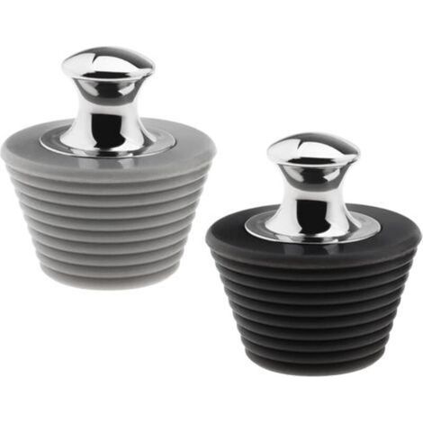 Lot de 2 bouchons de vidange pour baignoire, salle de bain, baignoire, gel de silice en acier inoxydable 304, noir et gris, gamme de 45 à 29 mm