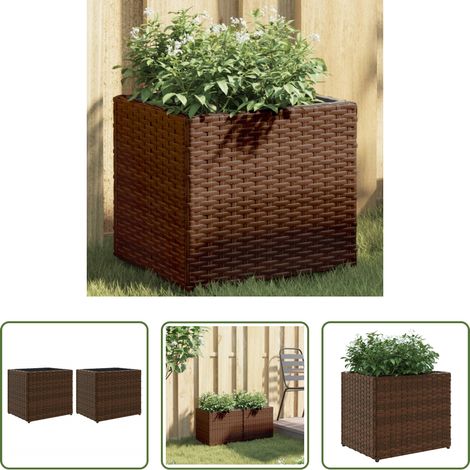 Blumenkasten -  Pflanzkübel 2 Stk. Braun 36x30x32 cm Poly Rattan
