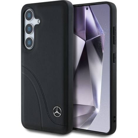 Funda de cuero Mercedes con costuras curvas para Samsung Galaxy S25 negra (1/5)