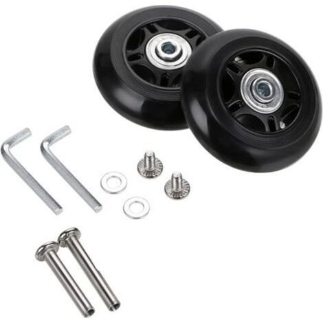 Lot de 2 roulettes de rechange pour valises 70 x 24 mm – Caoutchouc et métal – Installation facile – Compatible meubles et fauteuils roulants