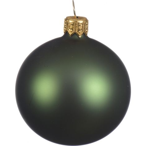 Box Da 4 Palline Di Natale Vetro Opaco Colore Verde Pino 10Cm