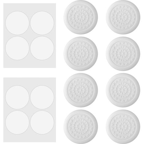 8 pièces housse de pied de chaise Table en Silicone et coussin de pied de chaise bâton Table coussin de jambe muet résistant à l'usure coussin de Protection antidérapant (Rond et blanc 4cm) (1/5)