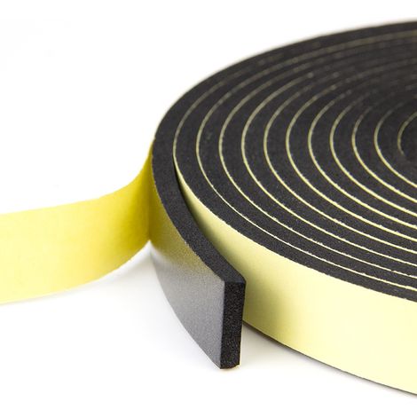 Joint monobloc pour porte et fenêtre, joint en mousse adhésive pour porte d'entrée, bande en néoprène résistant au froid 8 mm (l) x 5 m (L), noir et jaune (1/5)
