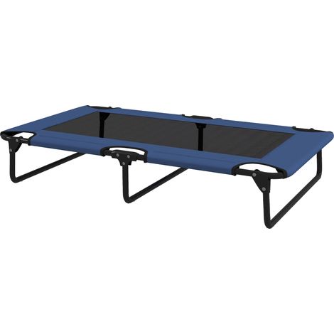 Letto rialzato pieghevole per cani 107 x 61 x 20 cm aerazione protezione umidità design da esterno in poliestere blu scuro 210007374