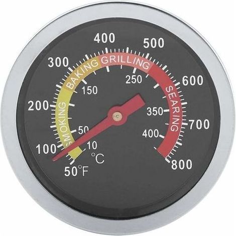 Thermomètre de cuisson barbecue professionnel – Cadran 7 cm, acier inoxydable, plage 50–800 °F, pour four, fumoir et grill (1/5)