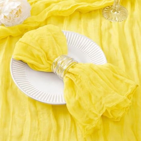 Serviettes En Mousseline De Coton - 30 Pièces - 53 X 53 Cm - Jaune Citron - Pour Fêtes, Mariages, Réceptions Et Décoration De Table (1/5)