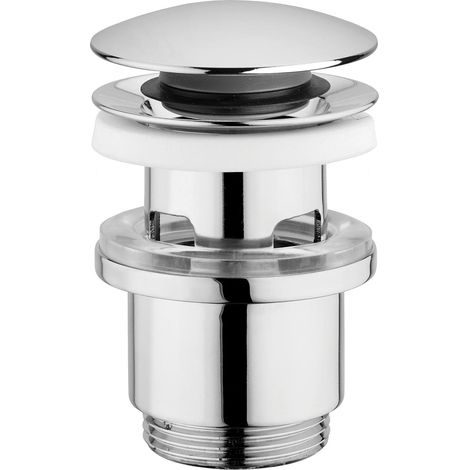1 - Bonde Lavabo - Système Clic-Clac - Avec Trop Plein - Finition Chromée - Pour Salle De Bain - Chromé - 6,3x1,6 cm