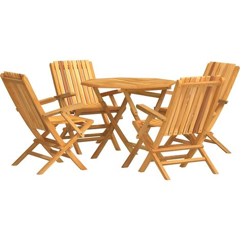 Maison Exclusive - 5-tlg. Garten-Essgruppe Massivholz Teak (1/5)