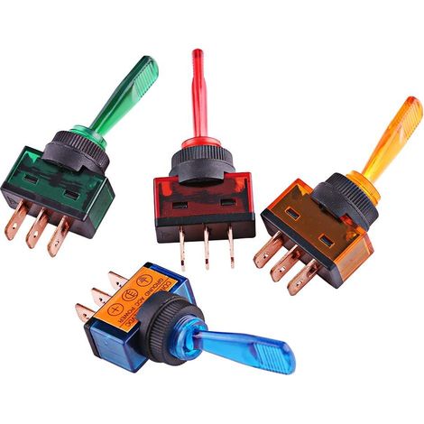 4 Pcs Interrupteur à Bascule,12V 20A LED On/Off 3 Broches SPST Commutateur à Bascule LED pour Voiture Camion Auto Bateau Etanche Interrupteur Marche/Arrêt (1/5)