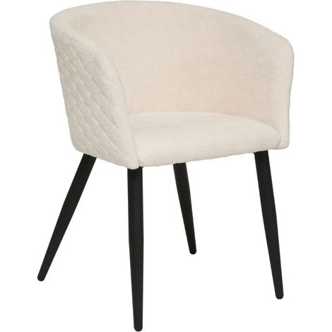 Lot de 2 chaises fauteuil rembourrés en tissu coloris ivoire - Longueur 55 x Profondeur 55 x Hauteur 76 cm