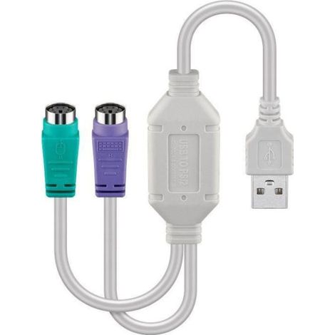 MicroConnect USBA2XPS2 Kabel PS/2 0,3 m 2x 6-p Mini-DIN USB A White