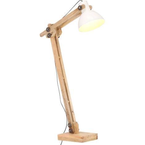 Lampadaire Blanc Bois de manguier massif E27 vidaXL (1/5)