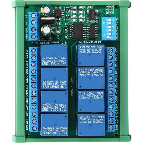 Carte d'extension PLC relais RS485 12 V 8 canaux pour télécommande de protocole RTU (R4D8A08 R avec Botier Pour Rail DIN) R4D8A08-R avec boîtier de rail (1/5)