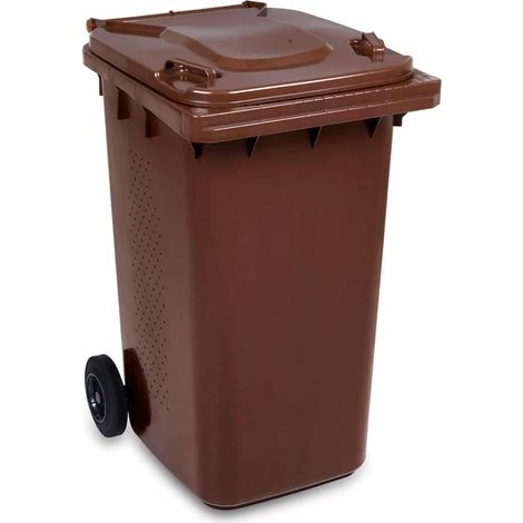 PATTUMIERA BIDONE RACCOLTA DIFFERENZIATA 240LT NORME EN840 HACCP MARRONE BIO (1/4)