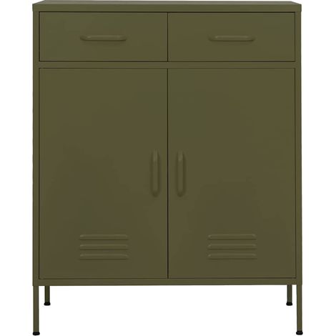 Maison Exclusive - Armadietto Verde Oliva 80x35x101,5 cm in Acciaio (1/5)