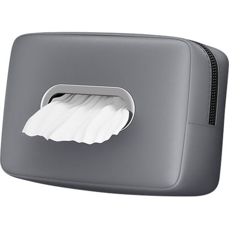 Porte-mouchoirs de voiture, porte-mouchoirs en papier confortable pour la banquette arrière, porte-mouchoirs de pare-soleil, élégant porte-serviettes en PU avec compartiment amovible, gris (1/5)