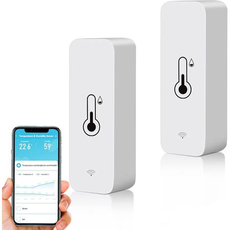 Termometro igrometro intelligente WiFi, mini sensore digitale di temperatura e umidità per interni, sensore di umidità della temperatura ambiente per seminterrato di serre, compatibile con Alexa e Goo