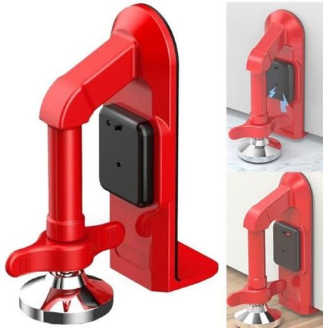 Butée De Porte Antivol - Avec Alarme - Pour Porte Intérieure - Hauteur Réglable 0,5 À 5 Cm - Métal - Rouge - 1 Pièce (1/5)