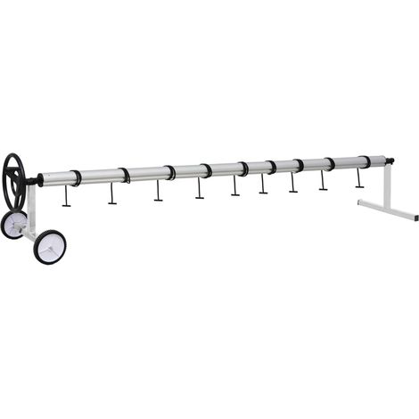 Pool Cover Roller Silver and Black Stainless Steel, Aluminium Large vidaXL (1/5)