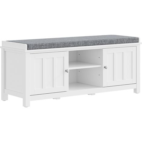 SoBuy Banco para zapatos con 2 puertas Blanco 105x35x43cm Moderno FSR35-II-W (1/5)
