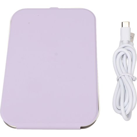 Miroir de maquillage LED 3 couleurs lumineuses, luminosité réglable, interrupteur tactile, violet, pour maison et voyage. (1/5)