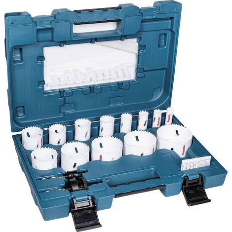 Makita D-63993 Kit seghe a tazza 16 mm, 19 mm, 22 mm, 25 mm, 32 mm, 35 mm, 37 mm, 44 mm, 51 mm, 57 mm, 64 mm, 68 mm, 76