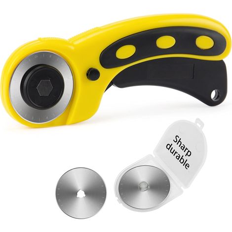 Cutter Rotatif 2 Lames Solide de Rechange en 45mm avec Verrou de Sécurité,Maniable Pour Couture,Papier,Tissu,Toile,Matelassage,Scrapbooking et Projets D'artisanat (1/5)