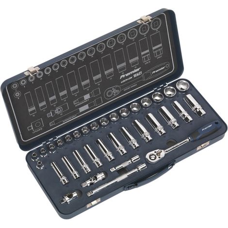 Sealey Metric Socket Set 34pc 3/8""Sq Drive Lock On 6pt Mirror Finish AK27481 (1/4)