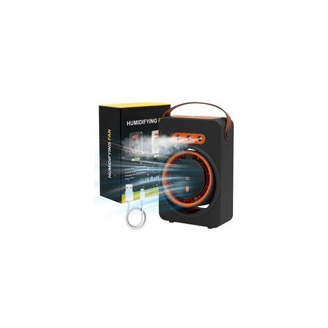 Tragbarer, leiser Klimaventilator mit Nebelfunktion, 5 Geschwindigkeitsstufen und Timer, USB-wiederaufladbarer Tischventilator für Zuhause, Auto und Camping (1/5)