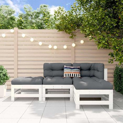 vidaXL Juego de muebles de jardín 4 pzas madera maciza de pino blanco (1/5)