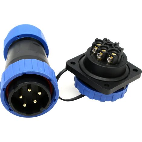 TY28 5 Pin Waterproof Circular Connector Seamless Crimp Male Female Socket Panel Mount 25A Quick Disconnect Electrical Connector for Outdoor LED Lighting (1/5)