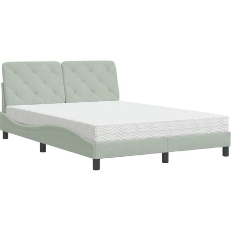 Maison Exclusive - Bett mit Matratze Hellgrau 120x200 cm Samt (1/5)