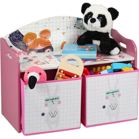 Relaxdays Scaffale Porta Giochi, 2 Box in Tessuto, Organizer per la Cameretta, HxLxP: 49 x 62,5 x 30 cm, Multicolore (1/5)