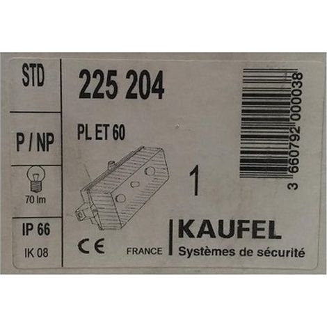 Kaufel 225204 - BAES evacuation PL ET 60 - 70Lm/Mn - IP66 - 55Lm/h - 230V - 50Hz