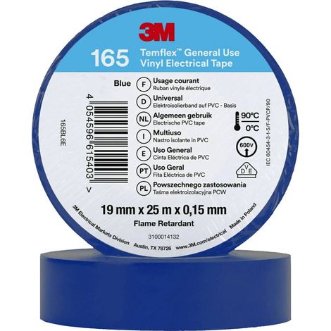 Nastro isolante 3m temflex 165 PVC 25 m x 19 mm