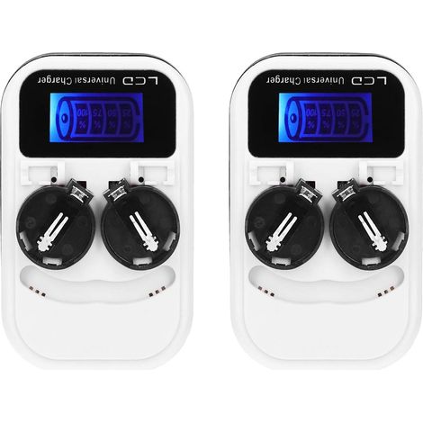 Chargeur de Pile Bouton Rechargeable LCD 2 Pièces avec écran LCD Double de Batterie pour LIR2016 LIR2025 LIR2032 ML2016 ML2025 ML2032 CR2032 Prise UE (1/5)