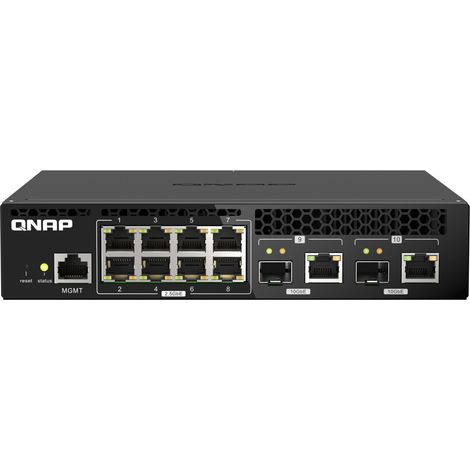 QNAP QSW-M2108R-2C Netzwerk-Switch Managed L2 2.5G Ethernet (100/1000/2500) Power over Ethernet (PoE) Schwarz (1/3)