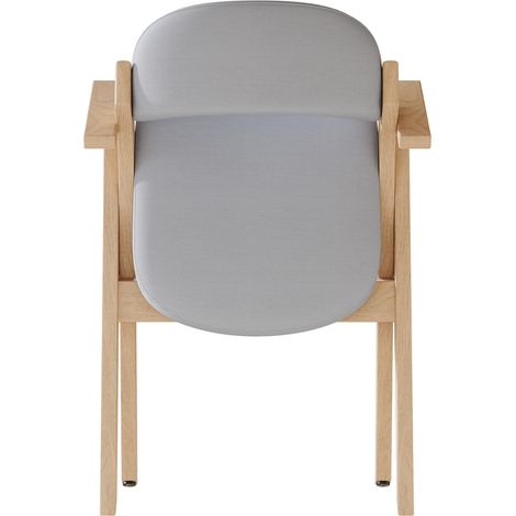 Set aus 2 klappbaren Esszimmerstühlen aus Holz und grauem Leinen mit Armlehnen MODENUIT (1/5)